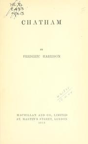 Cover of: Chatham. by Frederic Harrison