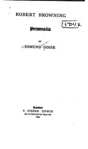 Cover of: Robert Browning: Personalia by Edmund Gosse