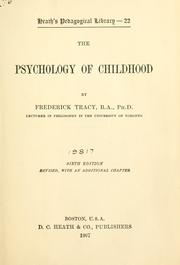 Cover of: The psychology of childhood. by Frederick Tracy
