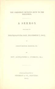 Cover of: The Christian church's duty to the freedmen by Alexander G. Cummins