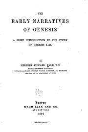 Cover of: The Early Narratives of Genesis: A Brief Introduction to the Study of Genesis I.-XI.