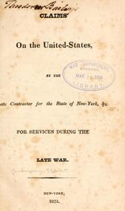 Cover of: Claims on the United States by Elbert Anderson