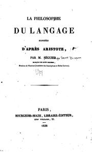 La philosophie du langage exposée d'après Aristote