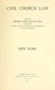 Cover of: Civil church law: New York