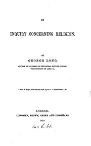 Cover of: An inquiry concerning religion
