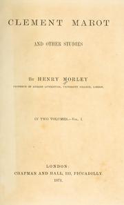 Cover of: Clement Marot by Henry Morley