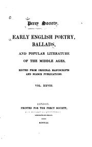 Cover of: Early English Poetry, Ballads, and Popular Literature of the Middle Ages by Percy Society, Percy Society