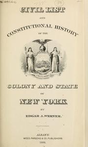 Cover of: Civil list and constitutional history of the Colony and State of New York.