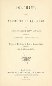 Cover of: Coaching by Lennox, William Pitt Lord