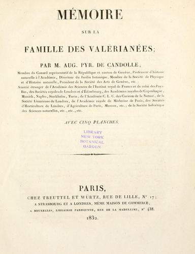 Collection de mmoires pour servir  l'histoire du rgne vgtal by Augustin Pyramus de Candolle