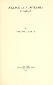 Cover of: College and university finance by Trevor Arnett