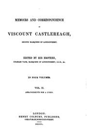 Cover of: Memoirs and Correspondence of Viscount Castlereagh, Second Marquess of ... by Robert Stewart Castlereagh