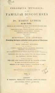 Cover of: Colloquia mensalia by Martin Luther