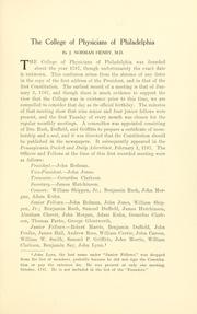Cover of: The College of Physicians by J. Norman Henry