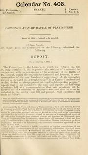 Cover of: Commemoration of battle of Plattsburgh ...