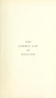 Cover of: common law of England.