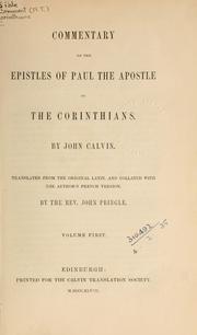 Cover of: Commentary on the Epistles of Paul the Apostle to the Corinthians