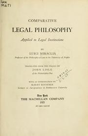 Cover of: Comparative legal philosophy applied to legal institutions