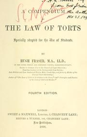 Cover of: compendium of the law of torts: specially adapted for the use of students