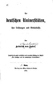Cover of: Die deutschen Universitäten... by Heinrich von Sybel