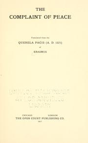 Cover of: The complaint of peace