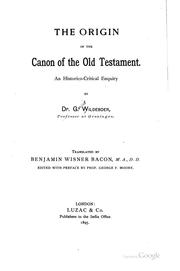 Cover of: The Origin of the Canon of the Old Testament: An Historico-critical Enquiry