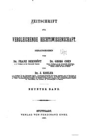 Cover of: Zeitschrift für vergleichende Rechtswissenschaft