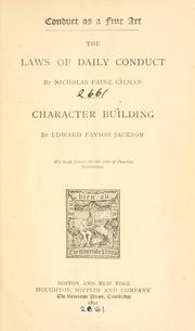 Cover of: Conduct as a fine art. by Nicholas Paine Gilman, Nicholas Paine Gilman