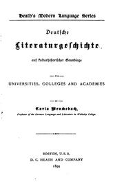 Cover of: Deutsche Literaturgeschichte auf kulturhistorischer Grundlage: For Universities, Colleges, and ...