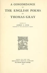 Cover of: A concordance to the English poems of Thomas Gray by Albert Stanburrough Cook