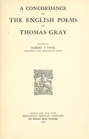 Cover of: A concordance to the English poems of Thomas Gray