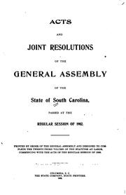 Cover of: Acts and Joint Resolutions of the General Assembly of the State of South ...