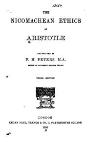 Cover of: The Nicomachean Ethics of Aristotle by Aristotle, Frank Hesketh Peters