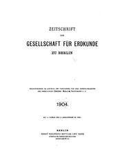 Zeitschrift by Gesellschaft für Erdkunde zu Berlin