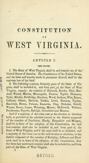 Cover of: Constitution of West Virginia. by West Virginia.