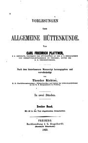 Cover of: Vorlesungen über allgemeine Hüttenkunde