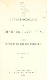 Cover of: Correspondence of Charles James Fox.