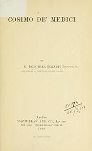 Cover of: Cosimo de' Medici by Vernon, Katharine Dorothea (Ewart) "Mrs. H. M. Vernon,"