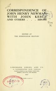 Cover of: Correspondence of John Henry Newman with John Keble and others, 1839-1845 by John Henry Newman