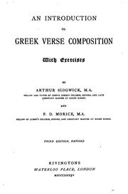 An Introduction to Greek Verse Composition with Exercises by Arthur Sidgwick, Francis David Morice