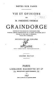 Cover of: Notes sur Paris: vie et opinions de M. Frédéric-Thomas Graindorge