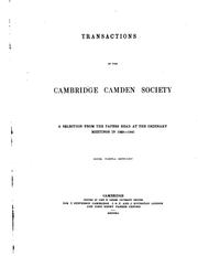 Cover of: Transactions of the Cambridge Camden Society