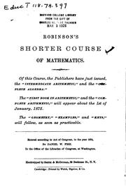 Cover of: An Intermediate Arithmetic ...: (Robinson's Shorter Course).