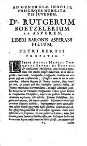 Cover of: An. Manl. Sever. Boethii Consolationis philosophiae libri v. Ejusd. opuscula ... by Boethius, Jean Bernaerts, Theodor Sitzmann