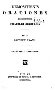 Cover of: Orationes ex recensione Guilielmi Dindorfii... by Demosthenes