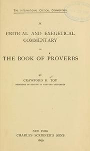 Cover of: A critical and exegetical commentary on the book of Proverbs