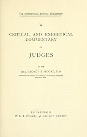 Cover of: A critical and exegetical commentary on Judges