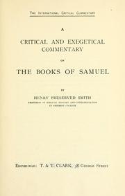 Cover of: critical and exegetical commentary on the books of Samuel.
