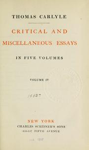 Cover of: Critical and miscellaneous essays.