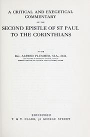 Cover of: A critical and exegetical commentary on the Second epistle of St. Paul to the Corinthians.
